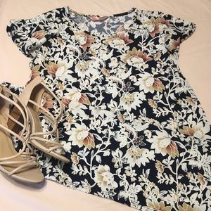 Navy blue floral dress